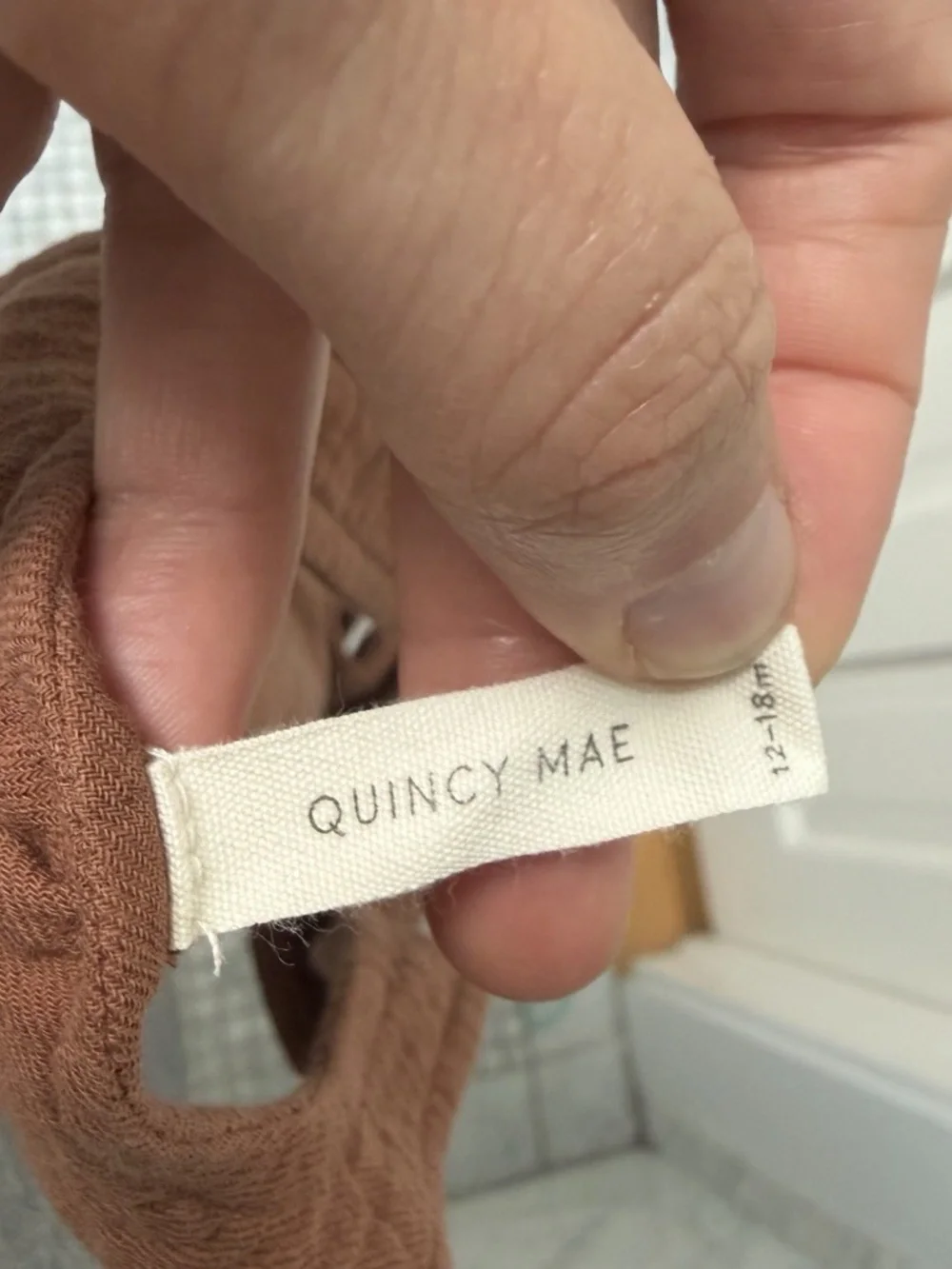 Quincy Mae 12-18 Mo Brown Overalls & Classic Prep Bodysuit 2pc Set